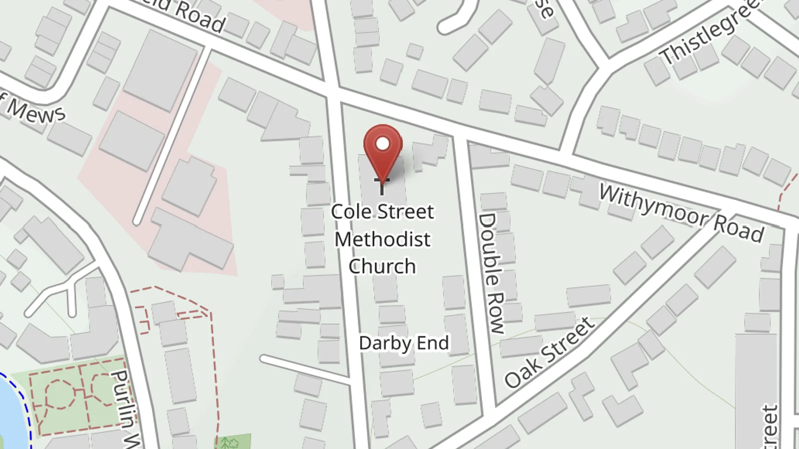 Map showing location of Cole Street Methodist Church